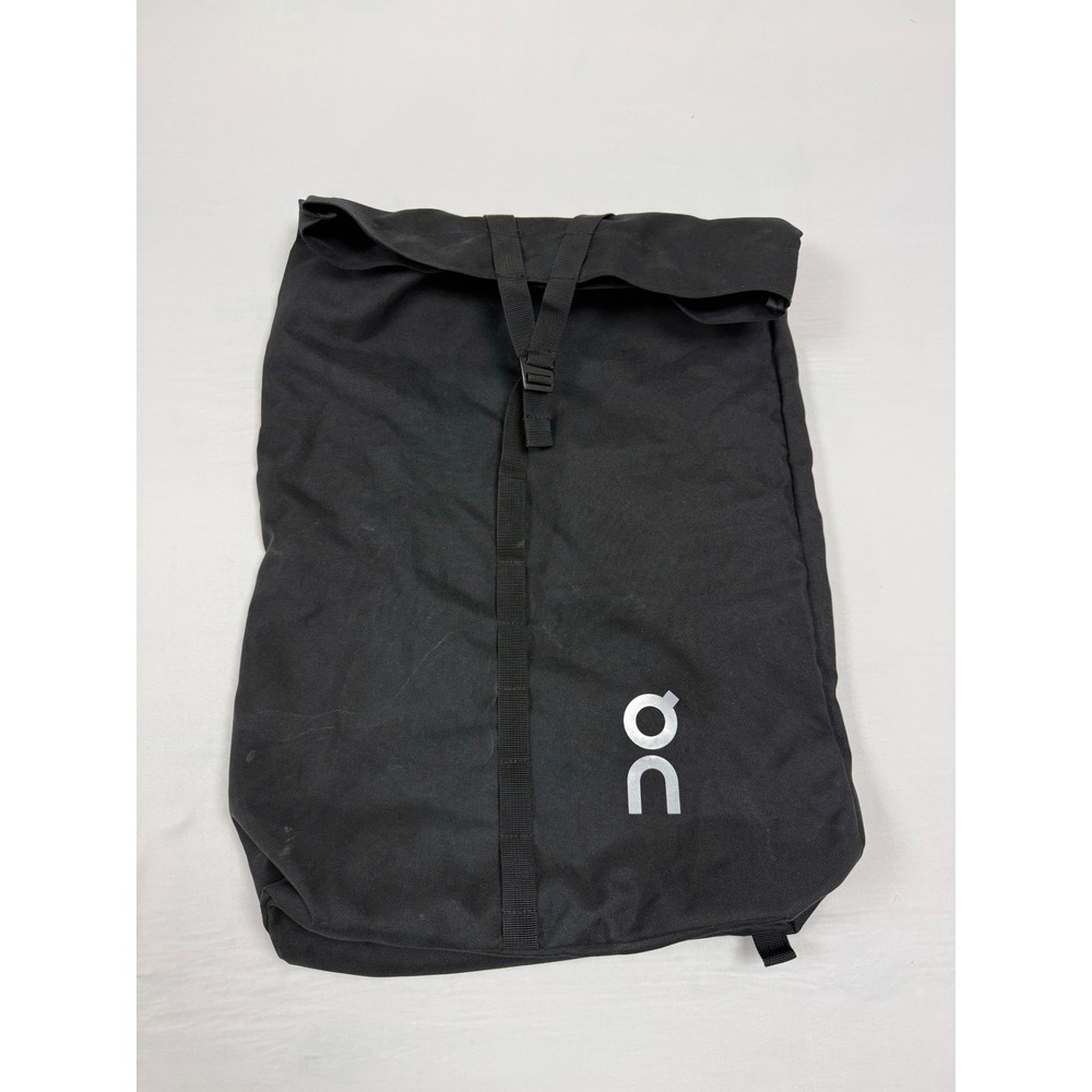 On Running Black Roll Top Backpack Lightweight Commuter‎ Bag Magnetic Buttons
